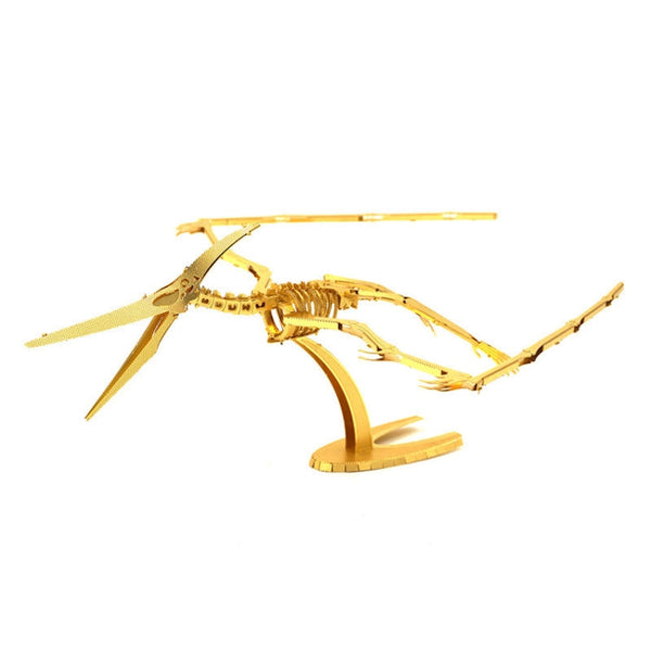 3D Metal Assembly Model DIY Puzzle Dinosaur Model, Style:Pterodactyl Skeleton(Gold)