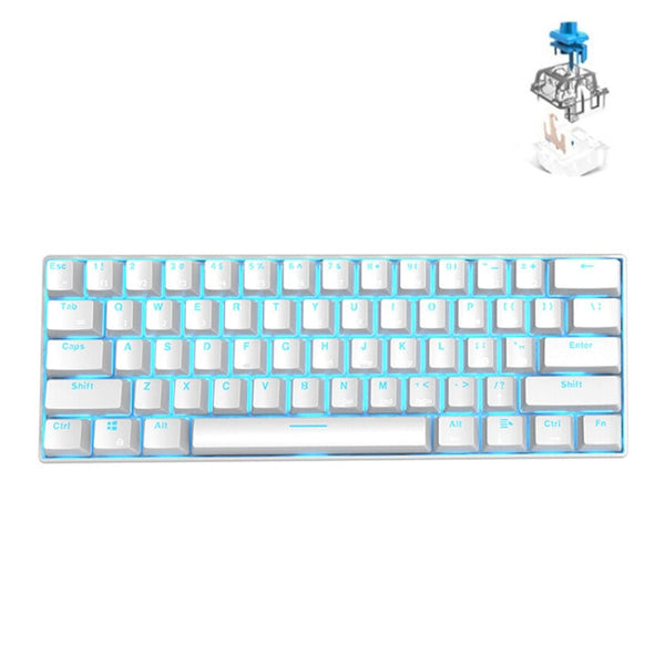 RK61 61 Keys Bluetooth / 2.4G Wireless / USB Wired Three Modes Tablet Mobile Gaming Mechanical Keyboard, Cable Length: 1.5m, Style:Green Shaft(White)