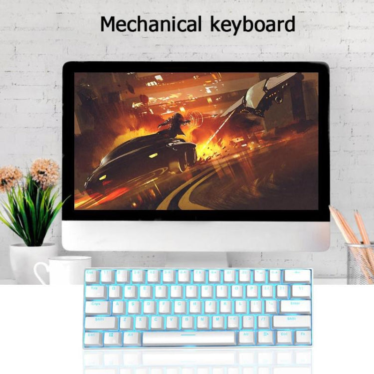 RK61 61 Keys Bluetooth / 2.4G Wireless / USB Wired Three Modes Tablet Mobile Gaming Mechanical Keyboard, Cable Length: 1.5m, Style:Green Shaft(White)