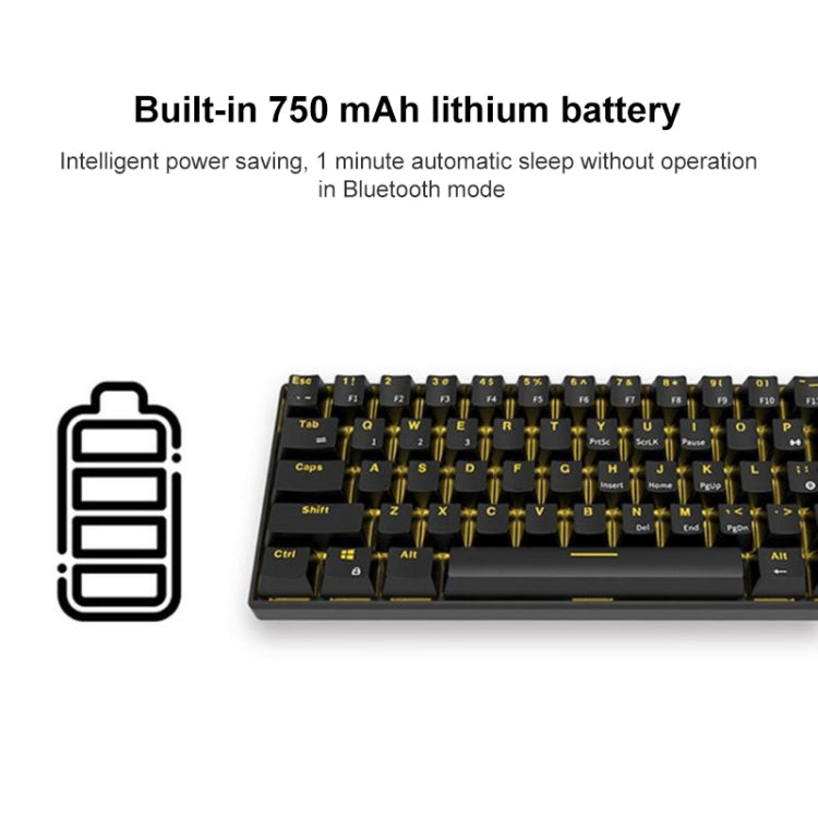 RK61 61 Keys Bluetooth / 2.4G Wireless / USB Wired Three Modes Tablet Mobile Gaming Mechanical Keyboard, Cable Length: 1.5m, Style:Red Shaft(White)