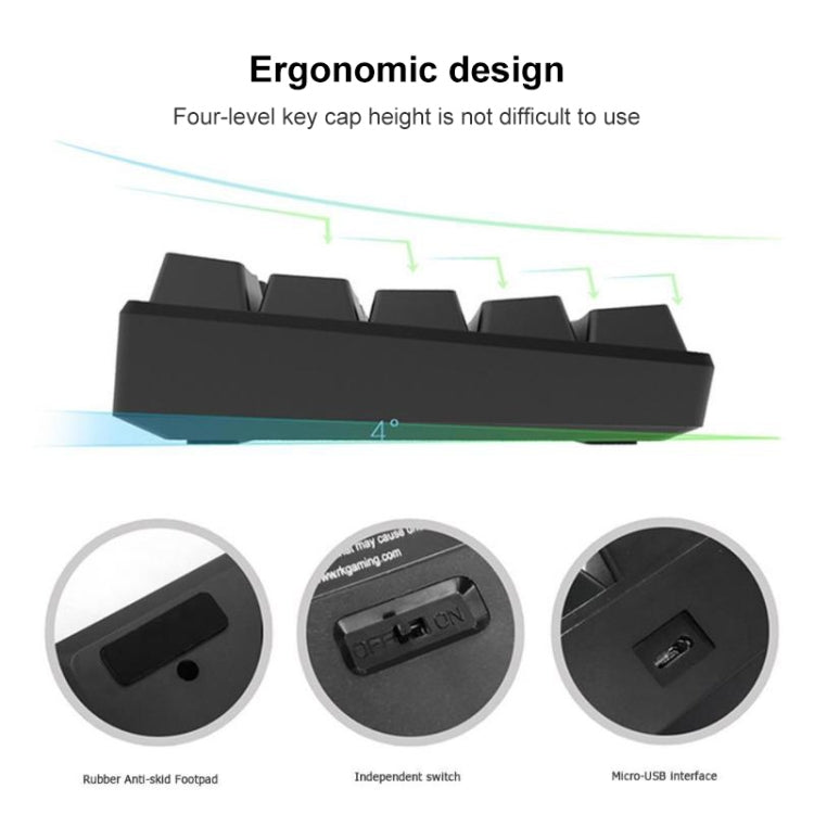 RK61 61 Keys Bluetooth / 2.4G Wireless / USB Wired Three Modes Tablet Mobile Gaming Mechanical Keyboard, Cable Length: 1.5m, Style:Tea Shaft(Black)