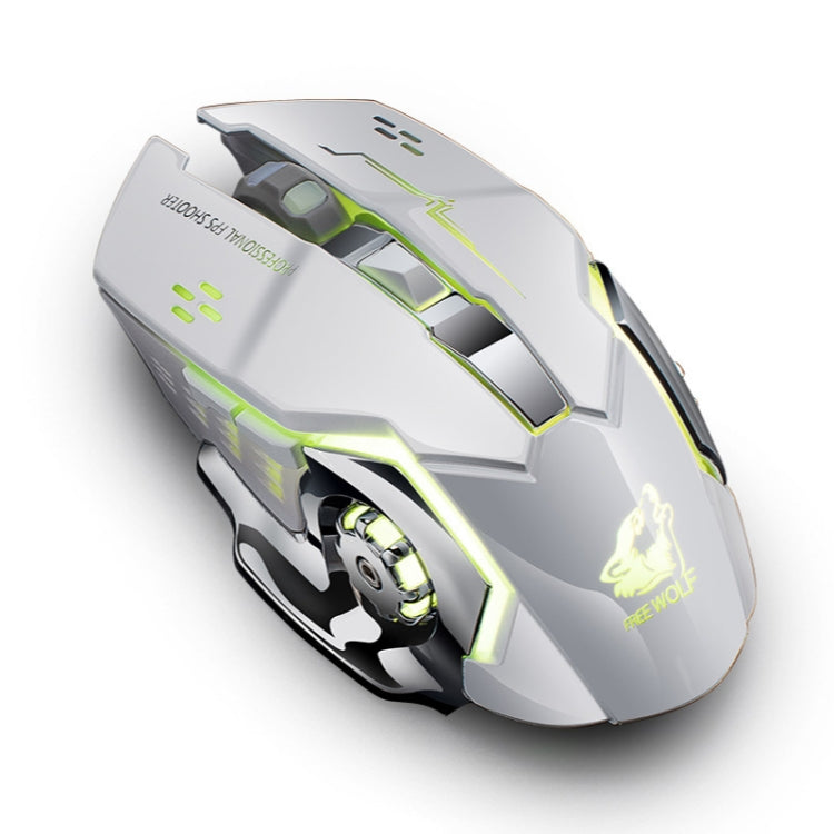 FREEDOM-WOLF X8 2400 DPI 6 Keys 2.4G Wireless Charging Silent Luminous Gaming Mechanical Mouse(White )