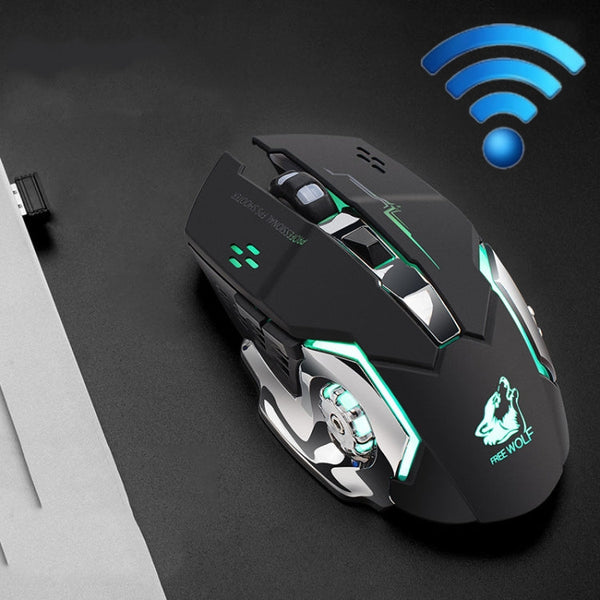 FREEDOM-WOLF X8 2400 DPI 6 Keys 2.4G Wireless Charging Silent Luminous Gaming Mechanical Mouse(Black )