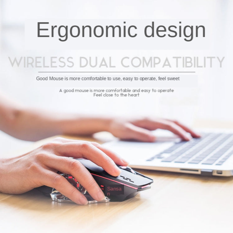 FREEDOM-WOLF X8 2400 DPI 6 Keys 2.4G Wireless Charging Silent Luminous Gaming Mechanical Mouse(Star Black)