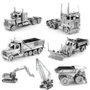 3D Metal Assembly Model Engineering Vehicle Series DIY Puzzle Toy, Style:Excavator