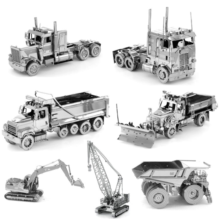 3D Metal Assembly Model Engineering Vehicle Series DIY Puzzle Toy, Style:Excavator