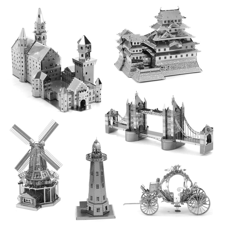 3 PCS 3D Metal Assembly Model World Building DIY Puzzle Toy, Style:Cable Car