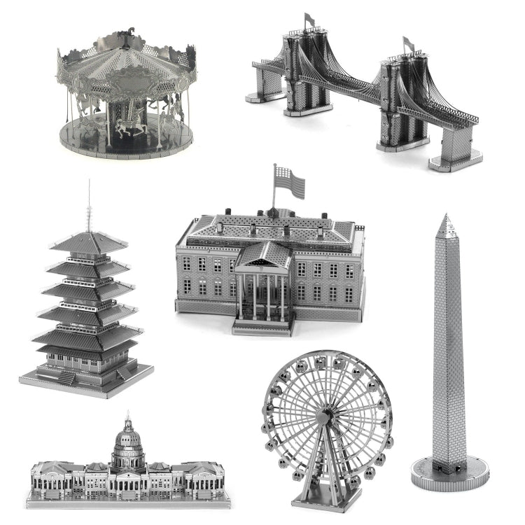 3 PCS 3D Metal Assembly Model World Building DIY Puzzle Toy, Style:Cable Car