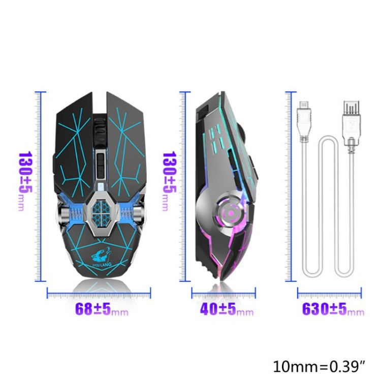 FREEDOM-WOLF X13 2400 DPI 6 Keys Wireless Charging Silent Water-cooled Luminous Mechanical Gaming Mouse(Star Black)