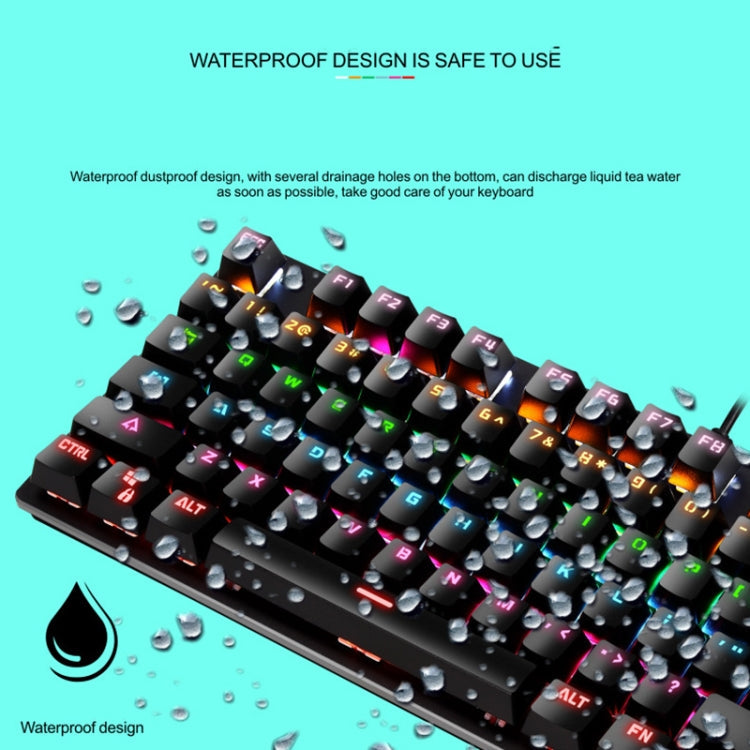 LEAVEN K550 87 Keys Green Shaft Gaming Athletic Office Notebook Punk Mechanical Keyboard, Cable Length: 1.8m(Black )