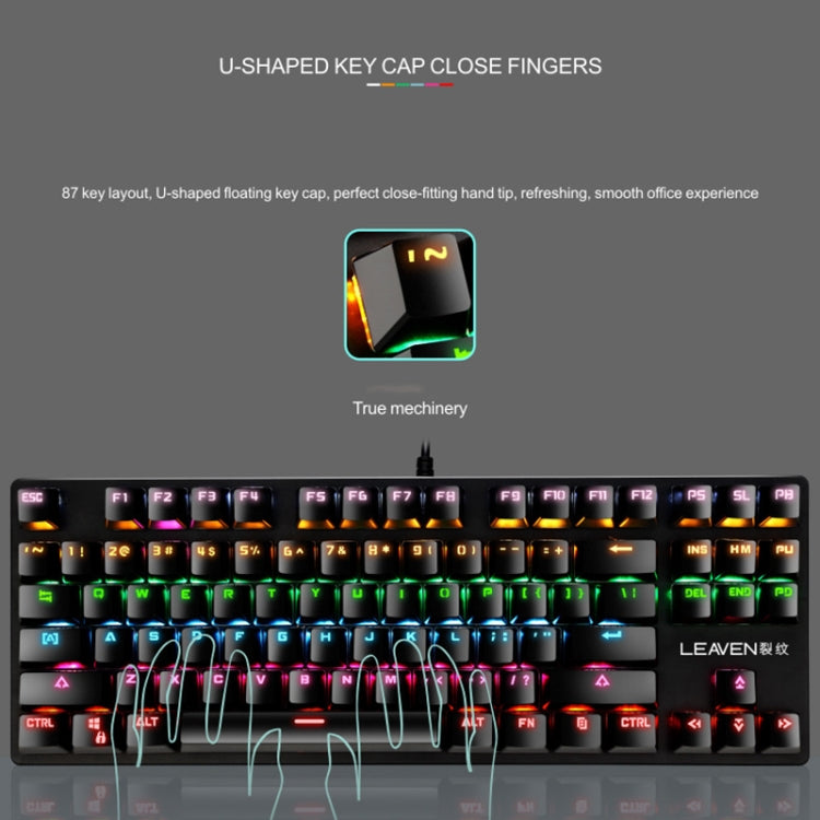LEAVEN K550 87 Keys Green Shaft Gaming Athletic Office Notebook Punk Mechanical Keyboard, Cable Length: 1.8m(White)
