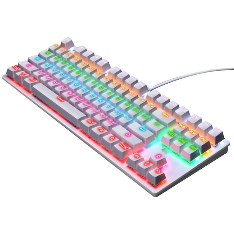 LEAVEN K550 87 Keys Green Shaft Gaming Athletic Office Notebook Punk Mechanical Keyboard, Cable Length: 1.8m(White)