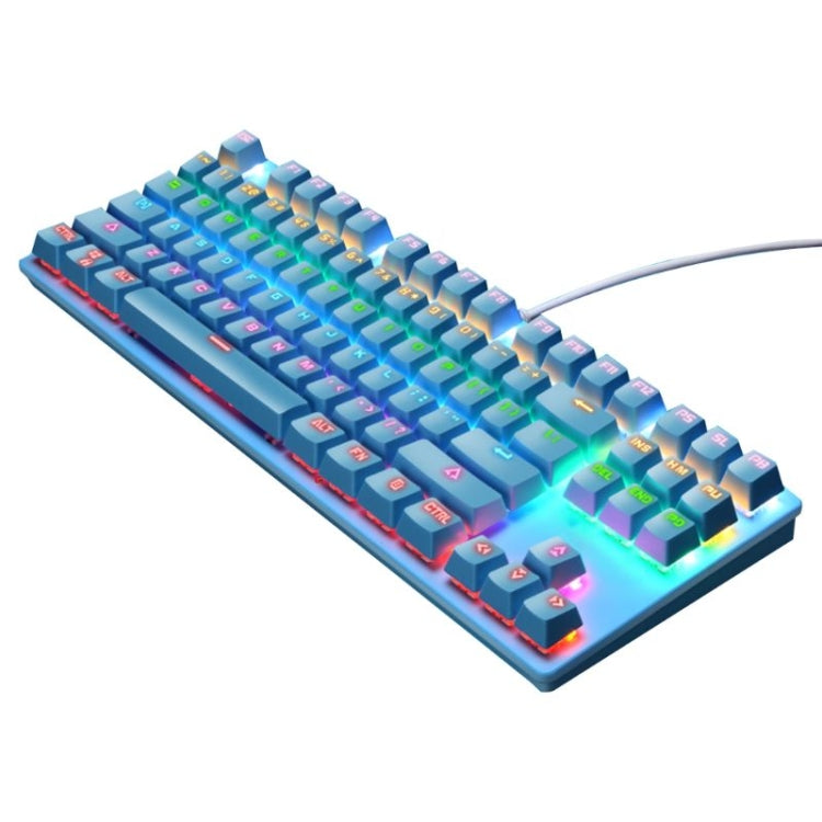 LEAVEN K550 87 Keys Green Shaft Gaming Athletic Office Notebook Punk Mechanical Keyboard, Cable Length: 1.8m(Blue )