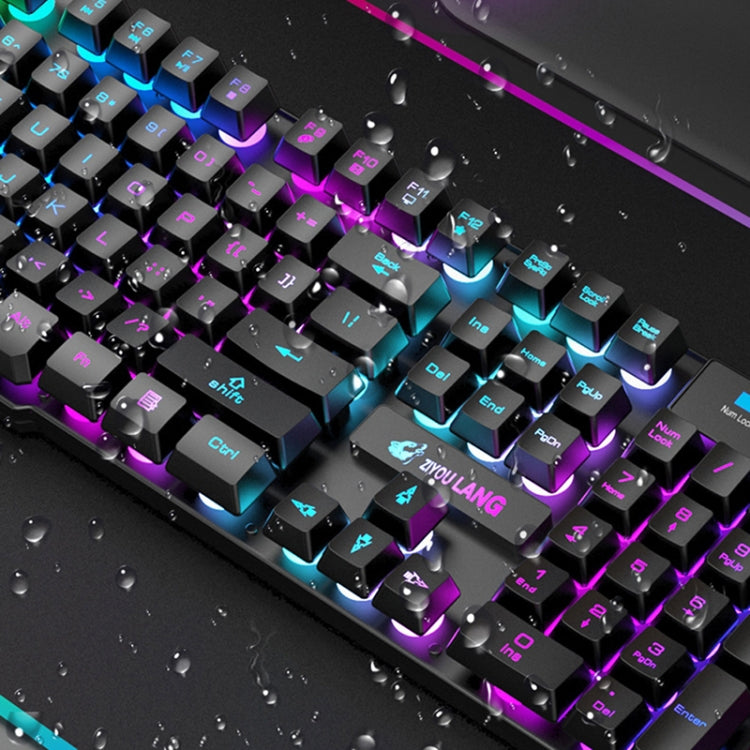 ZIYOULANG T3 Wireless Charging Gaming Lighted Keyboard and Mouse Set(Black Rainbow Light)
