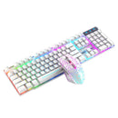 ZIYOULANG T3 Wireless Charging Gaming Lighted Keyboard and Mouse Set(White Rainbow Light)