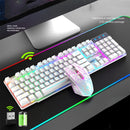 ZIYOULANG T3 Wireless Charging Gaming Lighted Keyboard and Mouse Set(White Rainbow Light)