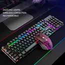 ZIYOULANG T3 Wireless Charging Gaming Lighted Keyboard and Mouse Set(White Rainbow Light)