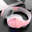 SH33 Bluetooth Wired Dual-mode RGB Headset Mobile Phone Heavy Bass Noise Reduction Gaming Headset( Pink)