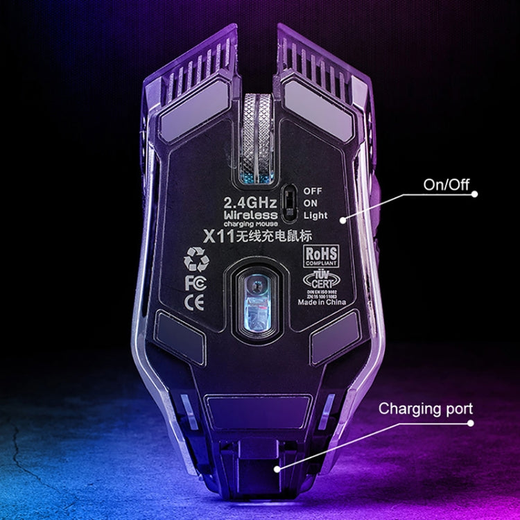 FREEDOM-WOLF X11 1600 DPI 6 Keys Wireless Rechargeable Luminous Mechanical Gaming Mouse(Black)