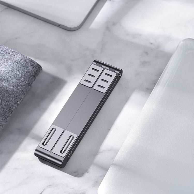 Metal Laptop Stand Computer Cooling Folding Mini Flat Raised Bracket(Gray)