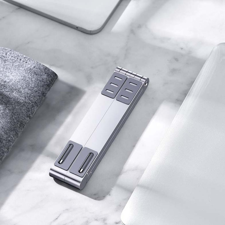 Metal Laptop Stand Computer Cooling Folding Mini Flat Raised Bracket(Silver)