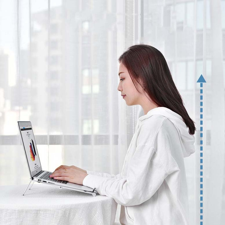 Metal Laptop Stand Computer Cooling Folding Mini Flat Raised Bracket(Silver)