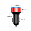 2 PCS Aluminum Ring Display Car Charger QC3.0+2.4A Aluminum Alloy Multi-function Halo Digital Display Car Charger(Gold)