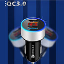 2 PCS Aluminum Ring Display Car Charger QC3.0+2.4A Aluminum Alloy Multi-function Halo Digital Display Car Charger(Gold)