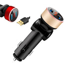 2 PCS Aluminum Ring Rotating Digital Display Car Charger Dual USB Multi-function Display Fast Charge 3.1A Car Charger(Local Gold)