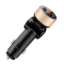 2 PCS Aluminum Ring Rotating Digital Display Car Charger Dual USB Multi-function Display Fast Charge 3.1A Car Charger(Local Gold)