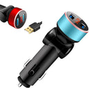 2 PCS Aluminum Ring Rotating Digital Display Car Charger Dual USB Multi-function Display Fast Charge 3.1A Car Charger(Sapphire Blue)