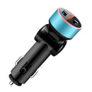 2 PCS Aluminum Ring Rotating Digital Display Car Charger Dual USB Multi-function Display Fast Charge 3.1A Car Charger(Sapphire Blue)