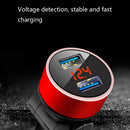 2 PCS Aluminum Ring Rotating Digital Display Car Charger Dual USB Multi-function Display Fast Charge 3.1A Car Charger(Sapphire Blue)