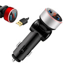 2 PCS Aluminum Ring Rotating Digital Display Car Charger Dual USB Multi-function Display Fast Charge 3.1A Car Charger(Snow Silver)