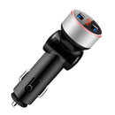 2 PCS Aluminum Ring Rotating Digital Display Car Charger Dual USB Multi-function Display Fast Charge 3.1A Car Charger(Snow Silver)