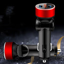 2 PCS Aluminum Ring Rotating Digital Display Car Charger Dual USB Multi-function Display Fast Charge 3.1A Car Charger(Snow Silver)