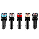 2 PCS Aluminum Ring Rotating Digital Display Car Charger Dual USB Multi-function Display Fast Charge 3.1A Car Charger(Snow Silver)