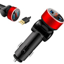 2 PCS Aluminum Ring Rotating Digital Display Car Charger Dual USB Multi-function Display Fast Charge 3.1A Car Charger(Champagne Red)