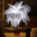 Ostrich Feather Table Lamp Wrought Iron Night Light LED Copper Wire Lamp(Grey)