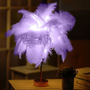 Ostrich Feather Table Lamp Wrought Iron Night Light LED Copper Wire Lamp(Violet)