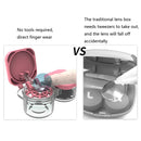 2 PCS Automatic Lens Removal Cosmetic Case Contact Lens Storage Portable Double Box(Ink Blue)
