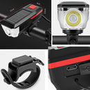 Bicycle Solar Headlight Horn Light Night Riding USB Charging Headlight Bicycle Glare Flashlight Equipment(Red)