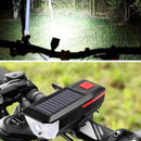 Bicycle Solar Headlight Horn Light Night Riding USB Charging Headlight Bicycle Glare Flashlight Equipment(Orange)