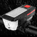 Bicycle Solar Headlight Horn Light Night Riding USB Charging Headlight Bicycle Glare Flashlight Equipment(Orange)