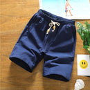 Casual Loose Cotton Linen Five-point Shorts, Size: XXL(Navy Blue)