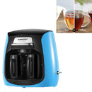 Homezest Household Mini Double Cup Coffee Maker Freshly Ground Small Automatic Drip Coffee Machine, Style:UK Plug(Blue)