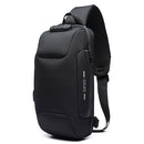 OZUKO 9223 Anti-theft Men Chest Bag Waterproof Crossbody Bag with External USB Charging Port, Style:Large Size(Black)