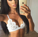 3 PCS Lace Floral Bralet Bra Bustier Adjusted Straps Crop Top, Bands Size:XL(Red)