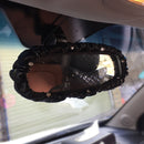 Crystal Car Interior Accessories Rear View Mirror Cover Leather Auto Rearview Mirror Cover Decoration