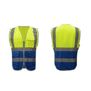 Multi-pockets Safety Vest Reflective Workwear Clothing, Size:XXL-Chest 130cm(Yellow Blue)